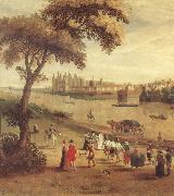 unknow artist The Thames at Richmond,with a view of Richmond Palace oil painting reproduction